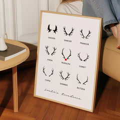 Santa's Reindeers Christmas Wall Décor Poster