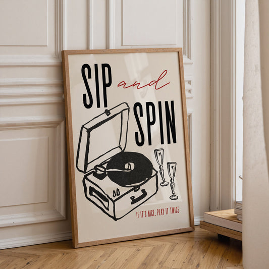 Sip and Spin Record Print