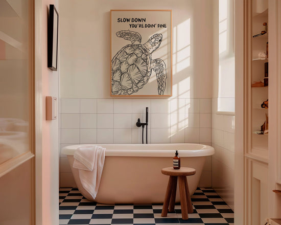 Slow Down Sea Turtle Bathroom Print