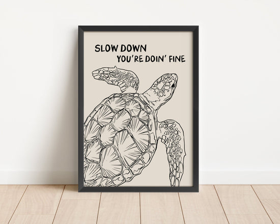 Slow Down Sea Turtle Bathroom Print