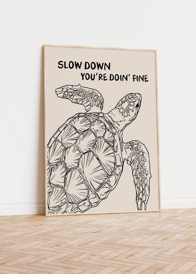 Slow Down Sea Turtle Bathroom Print