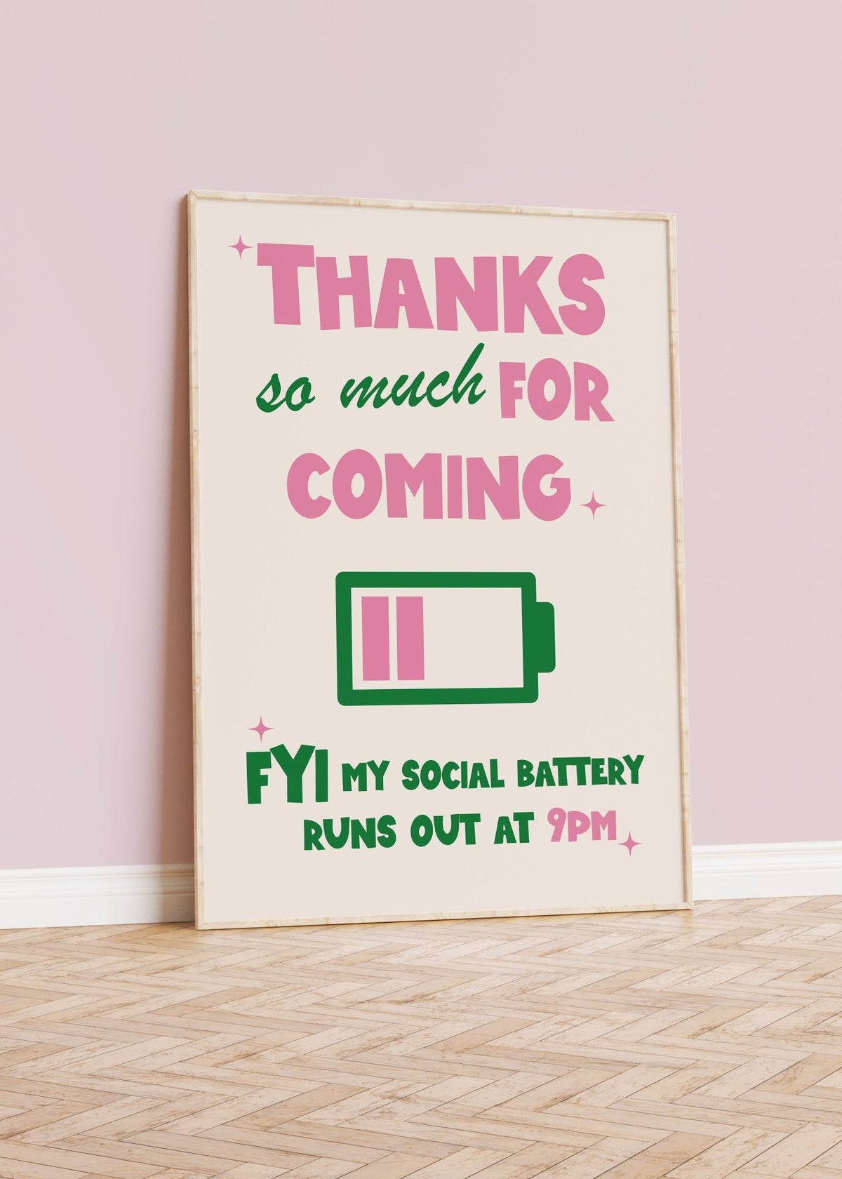 Social Battery Funny Hallway Print