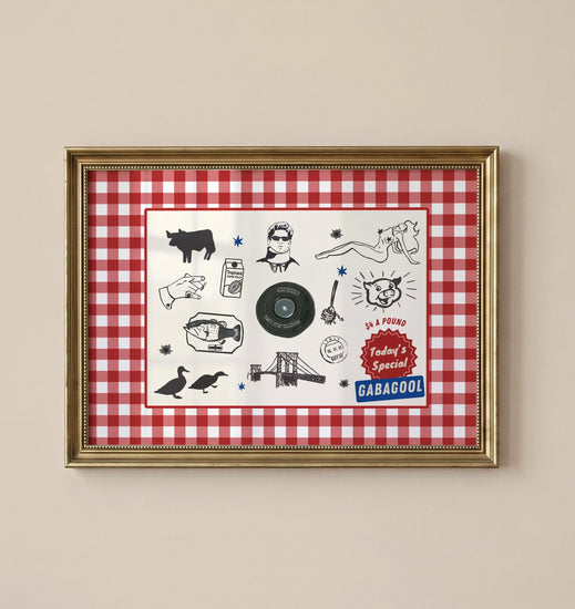 Sopranos Inspired Illustrations Print framed as part of a contemporary gallery wall