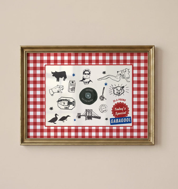 Sopranos Inspired Illustrations Print framed as part of a contemporary gallery wall