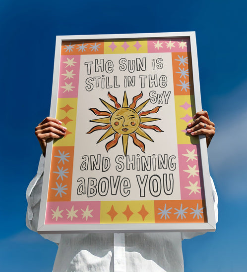 Feel-good wall art print displayed in a bright modern interior