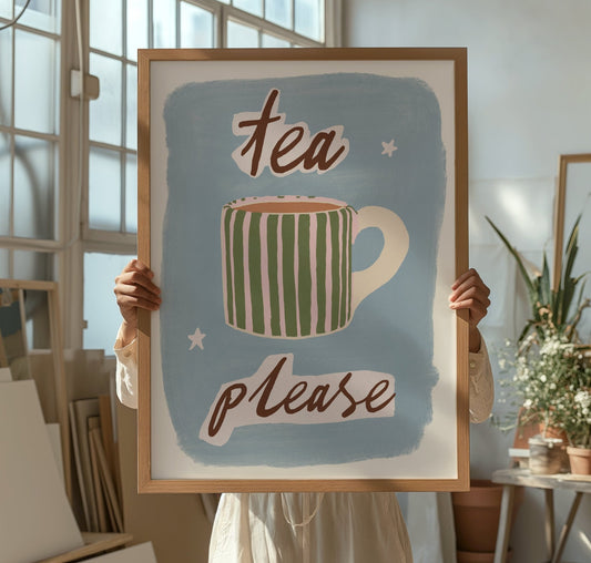 Tea Please Kitchen Illustration Print