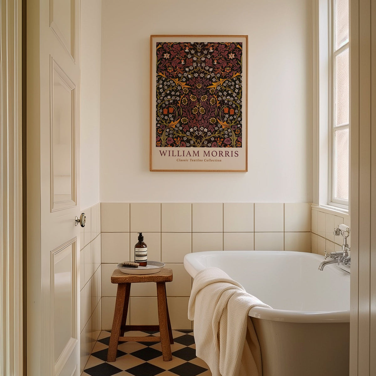William Morris Burgundy Florals Print