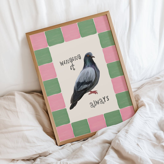 Winging It Pigeon Print