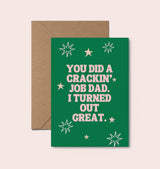 You Did a Crackin' Job Dad Card featuring a heartfelt Father's Day message