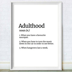 Adulthood Definition Poster Print
