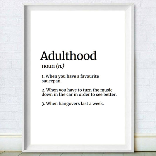 Adulthood Definition Poster Print