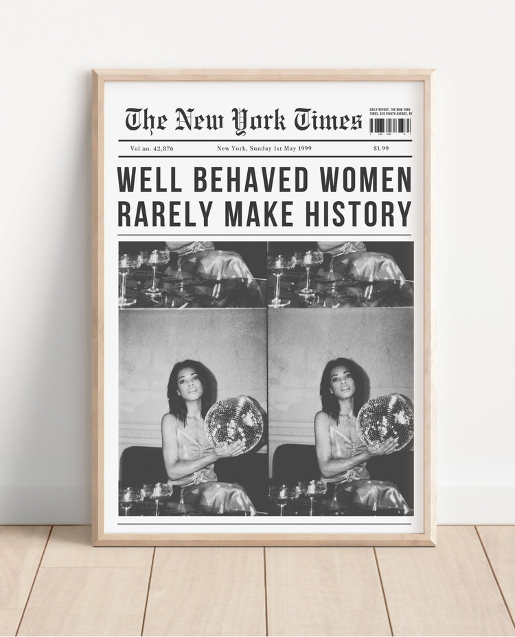 B&W Well Behaved Women Quote Retro Kitchen Poster