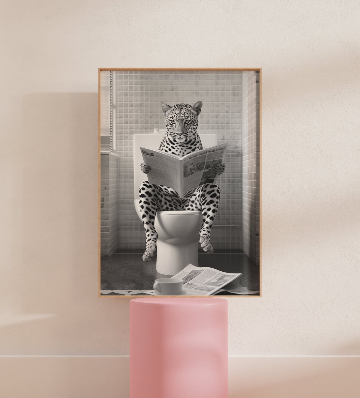 Cheetah on Toilet Funny Animal Poster