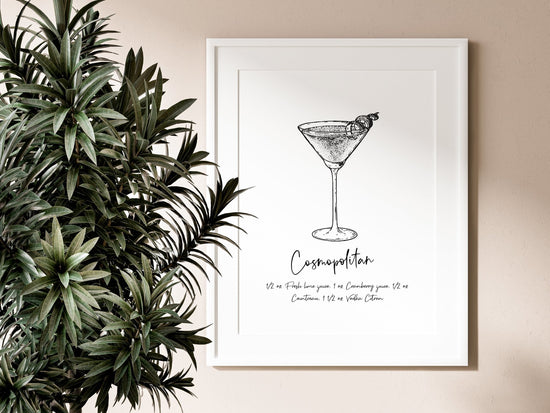 Cosmo Cocktail Recipe Wall Poster