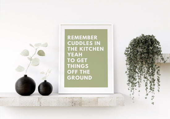 Cuddles In The Kitchen Wall Print