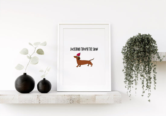 Dachshund Through The Snow Wall Print