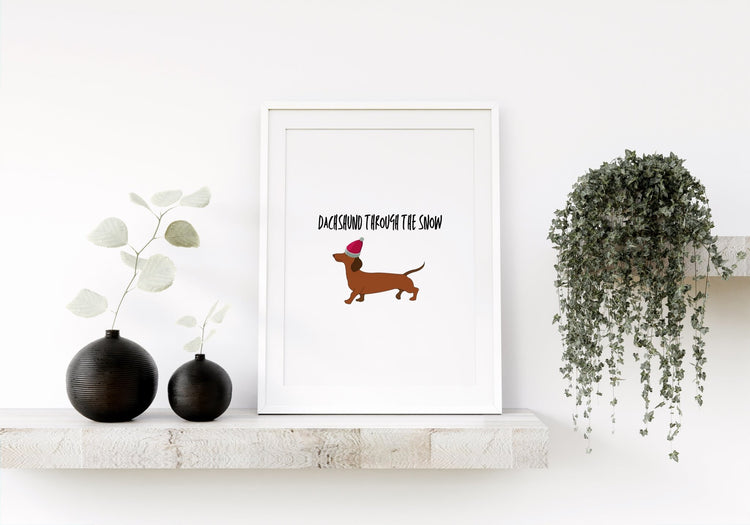 Dachshund Through The Snow Wall Print