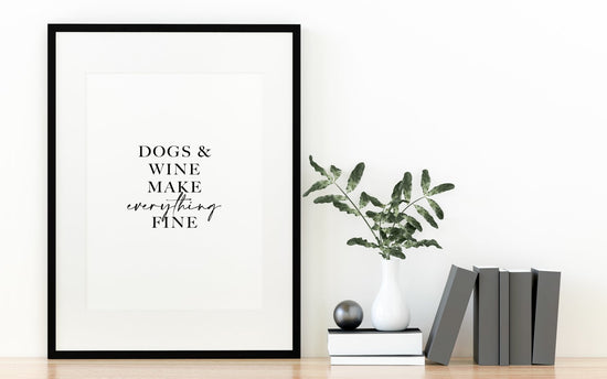 Dogs & Wine Funny Kitchen Wall Poster