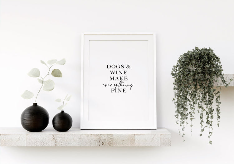 Dogs & Wine Funny Kitchen Wall Quote
