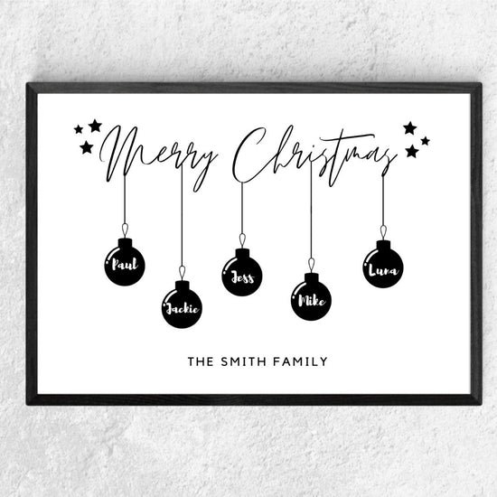 Family Bauble Print - Christmas Family Gift Poster