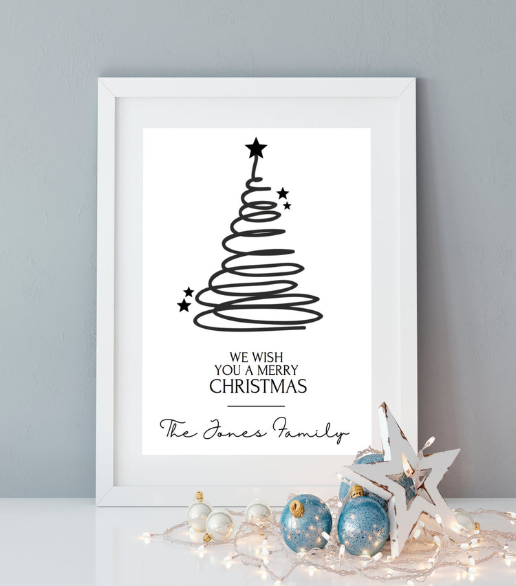 Family Christmas Presents Custom Tree Print