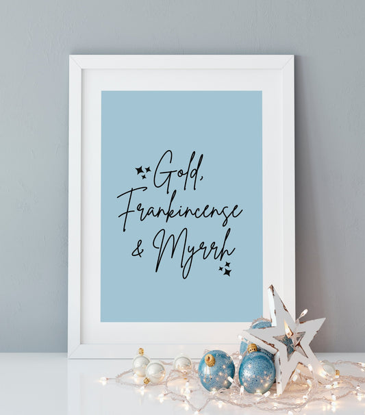 Gold, Frankincense and Myrrh Print for Christmas