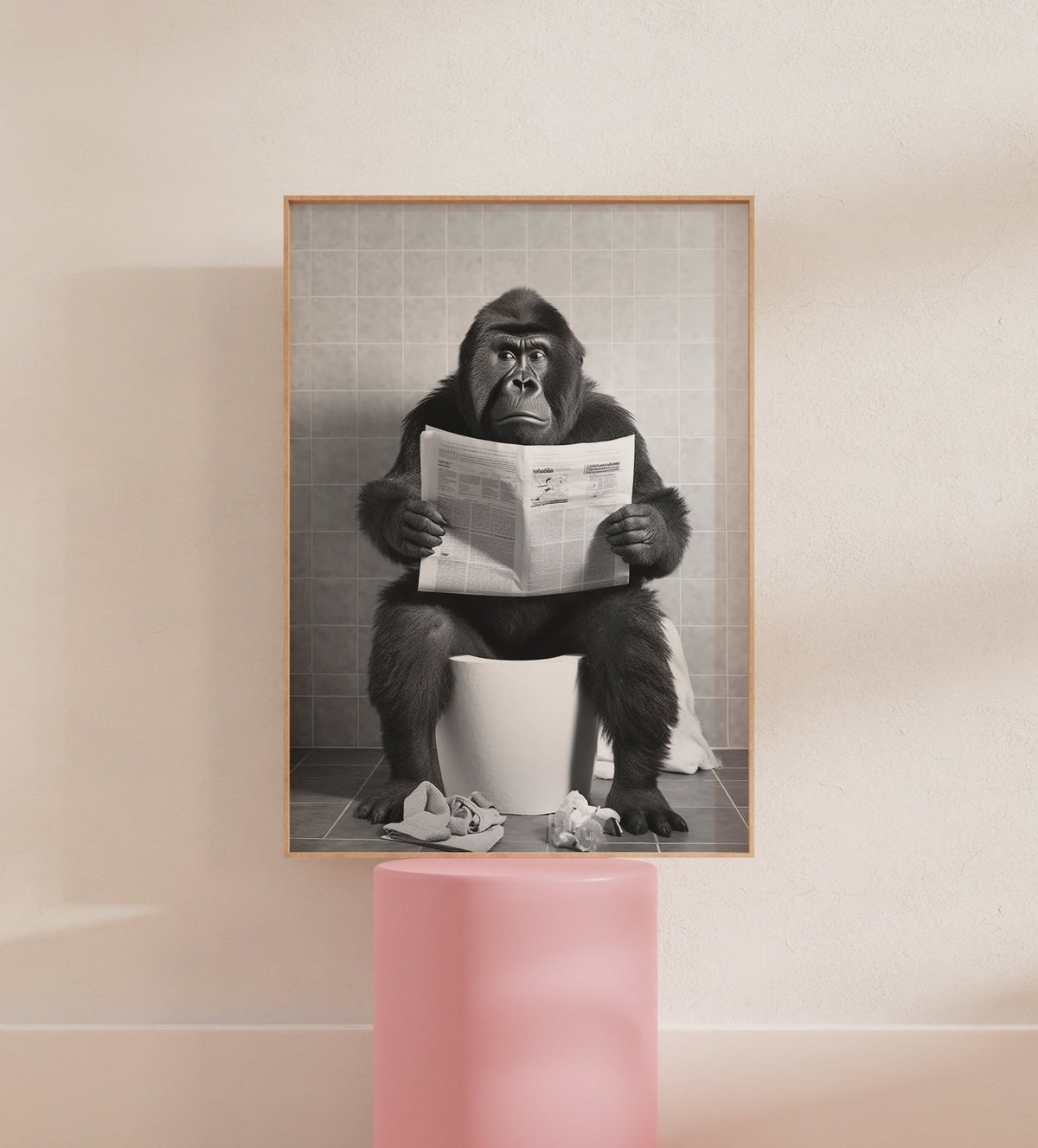 Gorilla on Toilet Funny Poster
