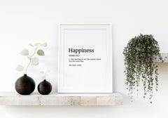 Happiness Definition Dictionary Wall Print