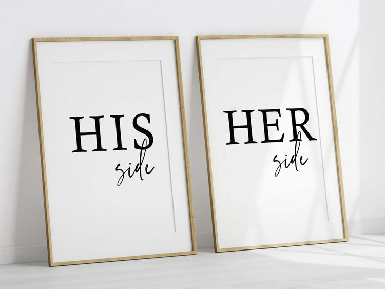 'His Side Her Side' Over The Bed Posters