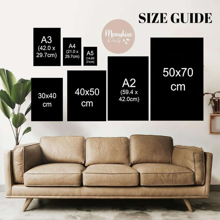 'His Side Her Side' Over The Bed Print Set Size Guide