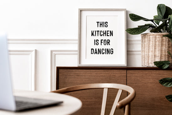 This Kitchen is For Dancing Bold B&W Sign