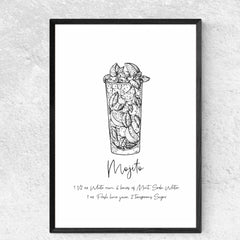 Mojito Cocktail Recipe Poster Print