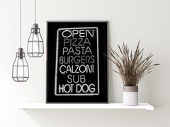 Neon NYC Street Food Kitchen Art Poster