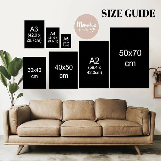 Neon NYC Street Food Kitchen Art Print Size Guide
