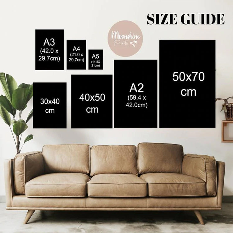 Neon NYC Street Food Kitchen Art Print Size Guide