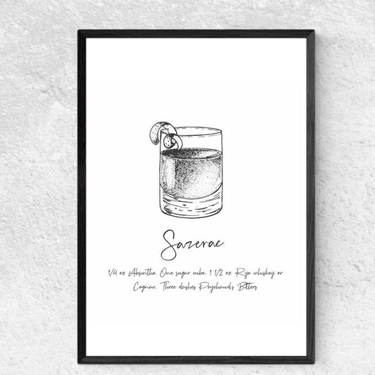 Sazerac Cocktail Poster Print