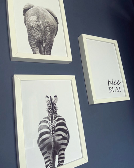 Set of 3 Bathroom Prints- Animal Bums & Nice Bum