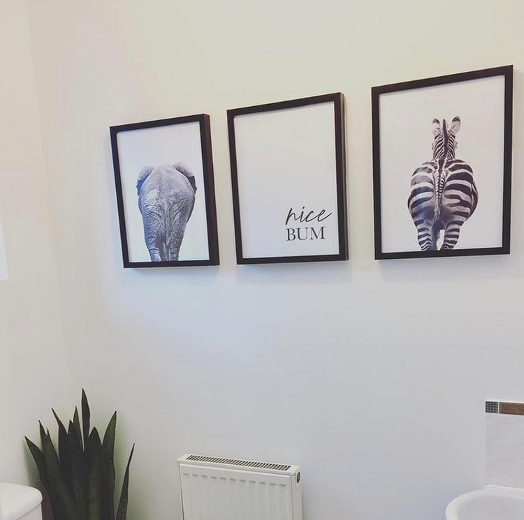 Set of 3 Bathroom Prints- Animal Bums & Nice Bum