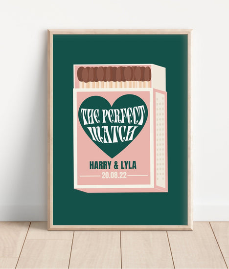 The Perfect Match Personalised Wedding Poster