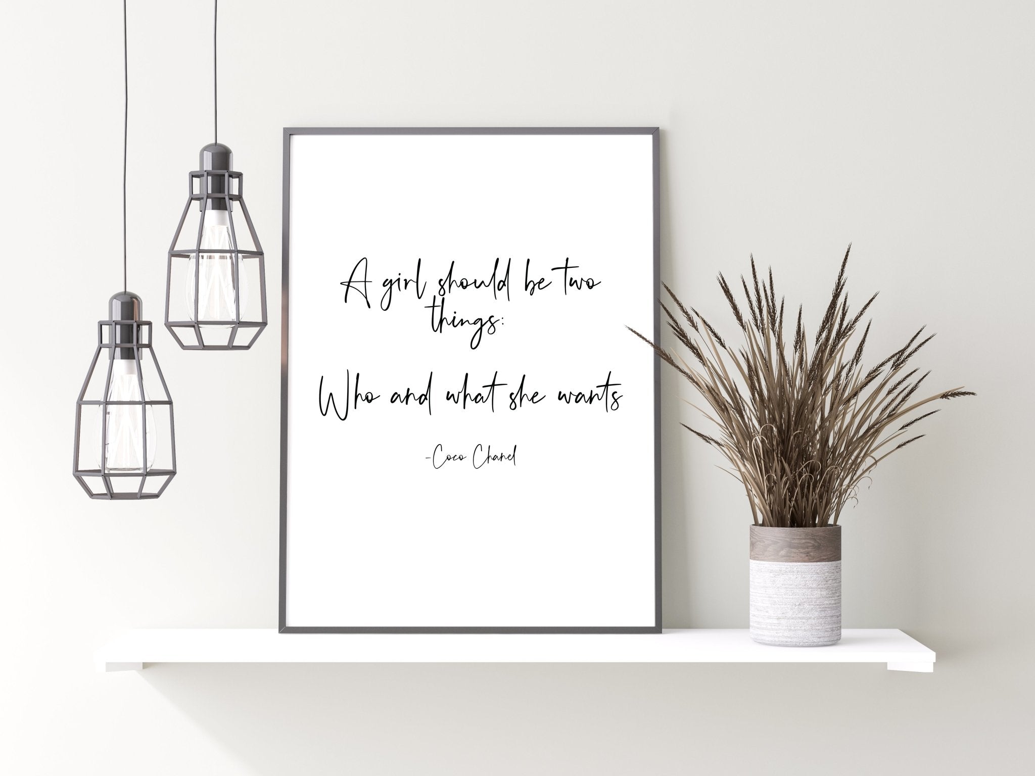 A Girl Should be Two Things Coco Chanel Print  Unique Wall Art from  Moonshine Prints