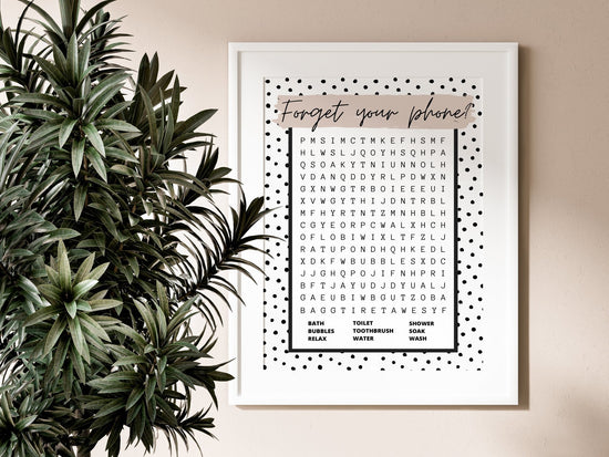 Bathroom Word Search Polka Dot Print