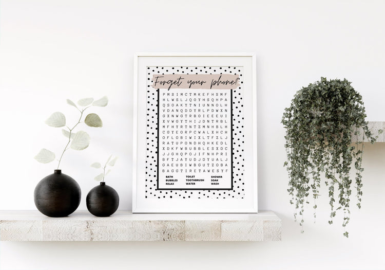 Bathroom Word Search Polka Dot Print