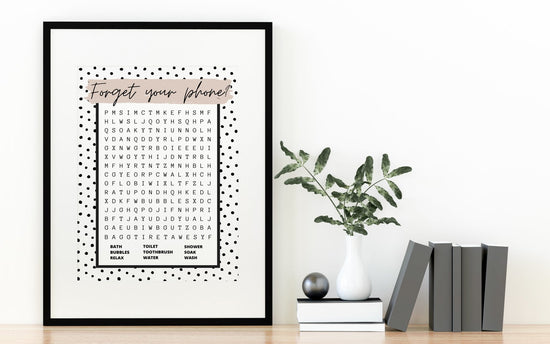 Bathroom Word Search Polka Dot Print