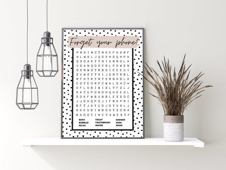 Bathroom Word Search Polka Dot Print