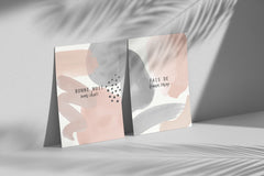 Blush Pink and Grey Wall Art for Bedroom Print Set