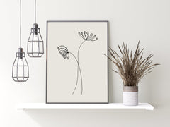 Botanical Line Drawing Nude Backdrop