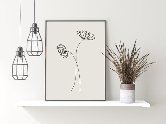 Botanical Line Drawing Nude Backdrop