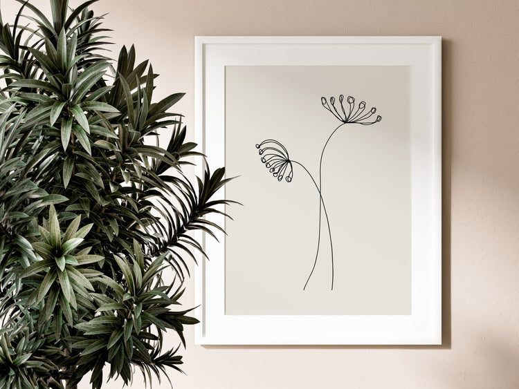 Botanical Line Drawing Nude Backdrop