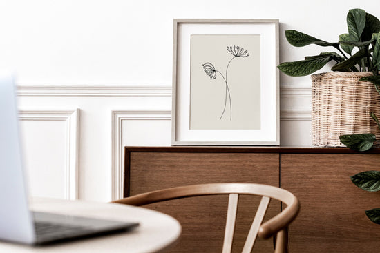 Botanical Line Drawing Nude Backdrop