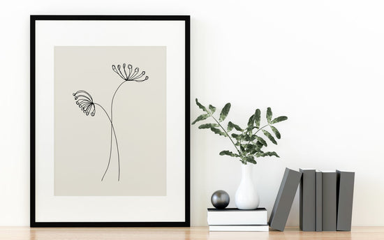 Botanical Line Drawing Nude Backdrop